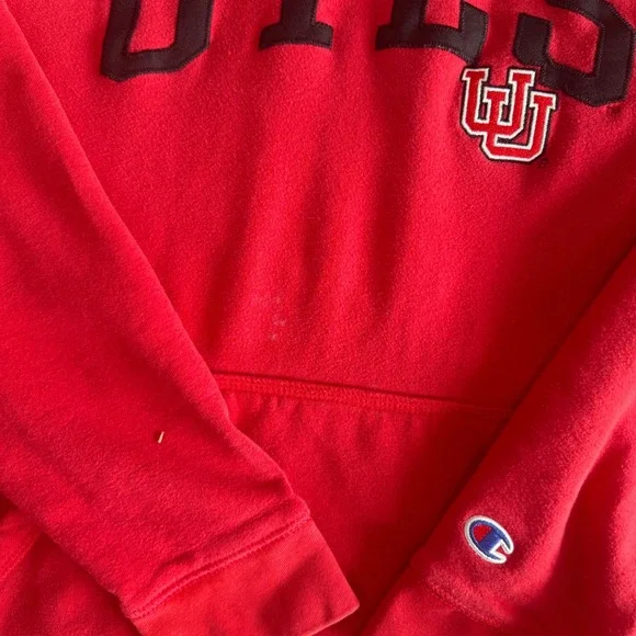 Champion University of Utah Utes Hoodie Red Mens XL Pullover Sweatshirt NCAA - Picture 9 of 9